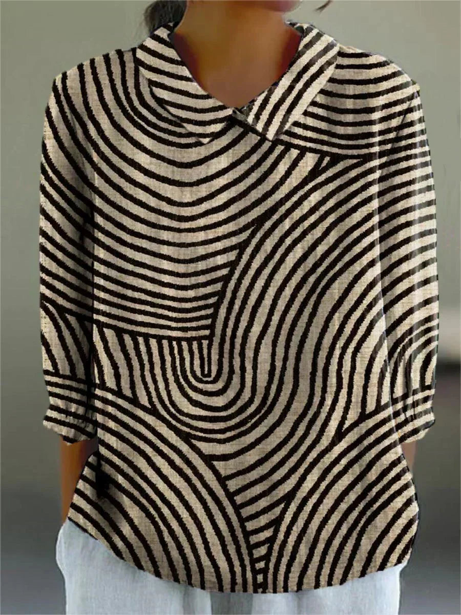 Maria Monochrome Wave Blouse